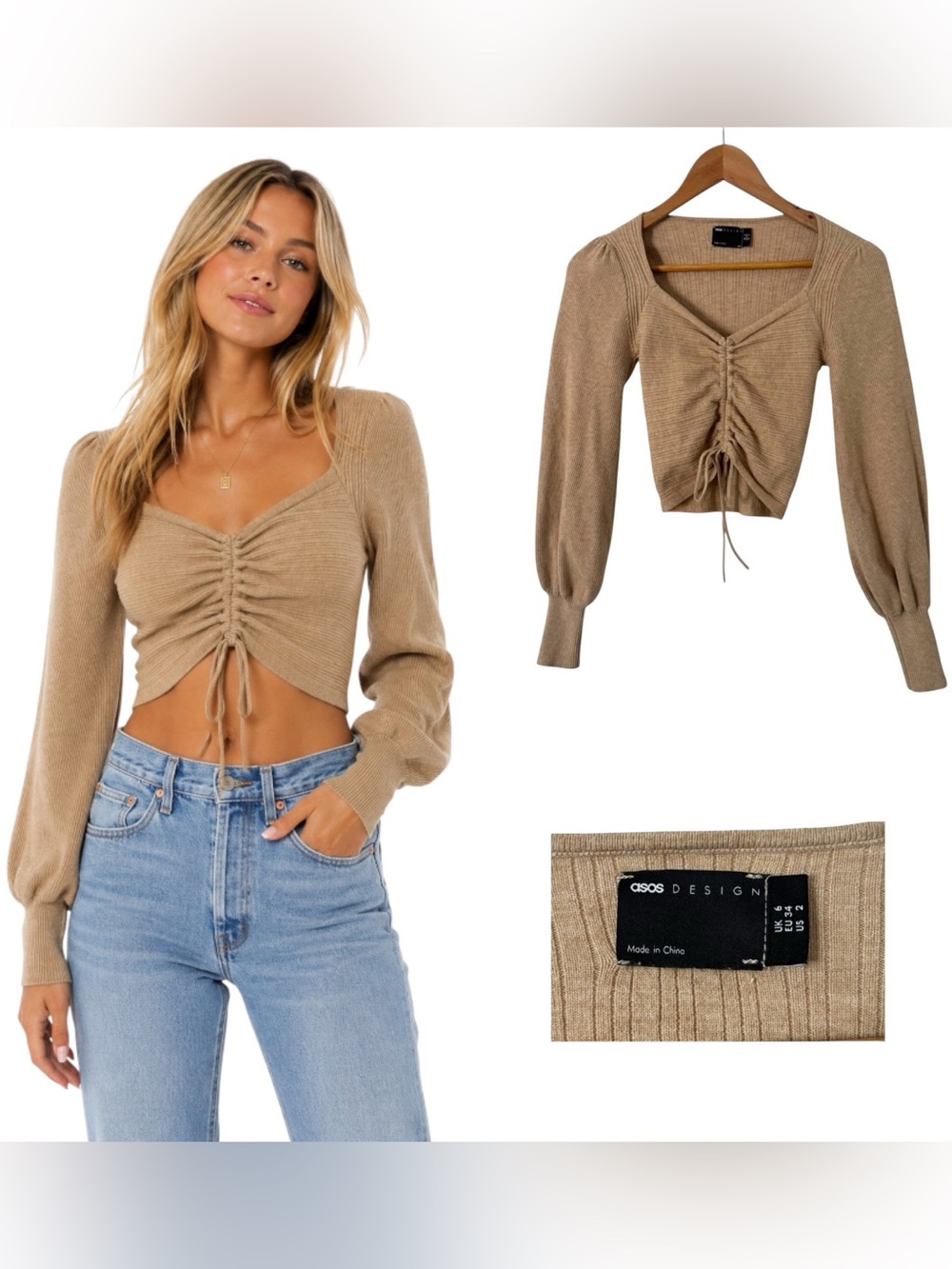 ASOS Ruched Cropped Knit Top